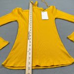 NWT Zara Trafaluc Top Yellow Ribbed Knit Asymmetric One Shoulder Long Sleeve Size L Photo 3