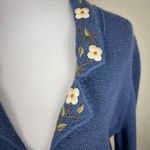 Factoria Perez Cardigan Sweater Womens M 100% Baby Alpaca Blue Embroidered Peru Size M Photo 4