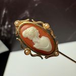 Signed Avon Lapel Stick Pin Gold Tone Lot Of 3 Cameo, Butterfly Etc Photo 3