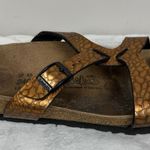 Birkenstock Birkis Faux Leather Metallic Bronze Snake Sandals EU 37 Women's 6 Photo 0