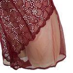 DKNY  Mixed Cases Lace & Mesh Romper Crimson Womens Large Teddy Lingerie Photo 3