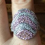 Natural Pink Sapphire Sterling Silver Cocktail Ring Size 10 Photo 0