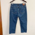 ZARA  Medium Blue Wash Raw Hem Straight Leg Jeans Size 10 Cotton Photo 3