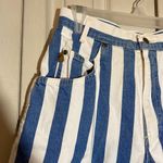 Vintage Chic Blue and White Striped Denim High Rise Shorts 1980s Waist 29 Inches Photo 2