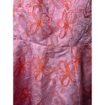 Lulus Meet For Tea Pink Orange Floral Jacquard Midi Pockets Cocktail Party Dress Photo 4