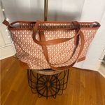 ban.do “Throw Stuff In Here” Tote Bag Orange Geo Print Shoulder Bag Large Brown Photo 1