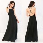 Urban Outfitters Kimchi Blue • Apron Neck embroidered maxi dress black eyelet backless strappy Photo 1