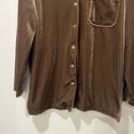 Vintage Honors Small Brown Velvet Button Down Shirt Y2K Soft Vamp Retro Lounge Photo 2