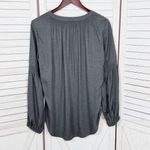 Loft  V Neck Pop Over Boho Peasant Blouse Long Sleeve Denim Gray Small Photo 7