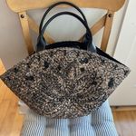 Vintage Indeed Black Beaded Straw Boho Oversized Basket Bag Made in Philippines Tan Photo 15