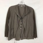 Crea Concept Linen Brown Button Front Shacket Jacket Lagenlook Top 12 Photo 0