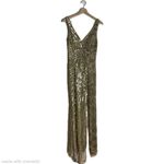 Mac Duggal BEADED embellished FLORAL SLEEVELESS GOWN in gold with slit size 2 Photo 1