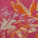 Hanes Vibrant Pink Tee with Sparkly Orange Floral and Butterfly Photo 1