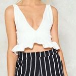 Nasty Gal White Plunge Crop Top Photo 0