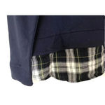 IZOD ‎ Size S Peacoat Tie Front 2-Fer Sweatshirt Navy Blue Plaid Trimmed Layered‌ Photo 4