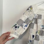 THREAD SOCIAL White Blue Patchwork Striped Floral Seersucker Eyelet Cotton Dress Size 6 Photo 7