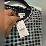 J.Crew NWT  Silver and Black Gingham Luxrex Top, size XXL Photo 1