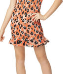 RTR Waverly Grey Sally Cheetah Leopard Print Orange‎ Multicolor Mini Dress Sz L Orange Size L Photo 0