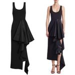 Solace London Naya Satin Side Asymmetric Ruffle Maxi Dress Black Sz XS Photo 2