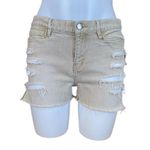 Ralph Lauren neutral cream women's size 6 ripped denim jean shorts button zip Photo 1