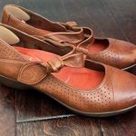 Dansko  Leather Mary Janes Deidra Knot Brown Cognac Hook Loop platform Size 38 Photo 0