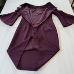 Calvin Klein Purple 3/4 Bell Sleeve White Faux Pearl Trim Sheath Dress Size 12 Photo 7