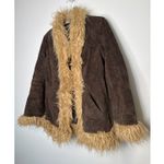 Y2K dELiA*s Suede Faux Fur Trim Jacket – Brown Shaggy Coat Size M (1990s/2000s) Tan Size M Photo 6