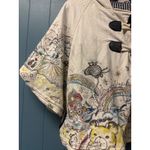 Hooded Cape Toggle Button Poncho Novelty Print Relaxed Fit Cozy reversible M Size M Photo 2
