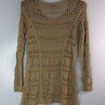 Soft Surroundings  XS String Knit Long Sleeved Tunic or Mini Dress in Beige Photo 5