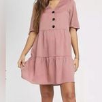 Mango  buttoned mini smock dress in pink size US 4 Photo 0