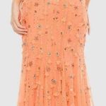 Mac Duggal NWOT Embellished Illusion Cape Sleeve Coral Trumpet Gown Sz 4 Photo 1