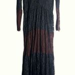 Barok Paris Lace Long Sleeve Maxi Dress Two Tone Burgundy Red & Navy Blue Photo 2