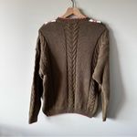 Vintage Casual Corner Preppy Cable Knit Tennis Sweater Olive Pink Women’s M Green Size M Photo 3