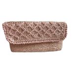 Vtg Woven Rattan Clutch Purse Women's Made In Japan Wicker Beach Pink Beige Boho Photo 5