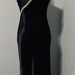 ZARA Bloggers Fav Black Satin Effect Rhinestone V-Neck Midi ChristmasDress Sz M Photo 1