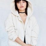 Urban Outfitters Silence + Noise Cream Quilted Velvet Hoodie Jacket Photo 0