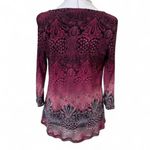 y2k‎ vintage 2000's axcess v neck flowy relaxed mesh graphic blouse size large. Photo 2