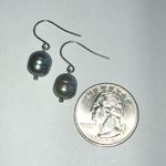 Honora Elegant Silver Dark Gray Genuine Pearl Drop Earrings Photo 2