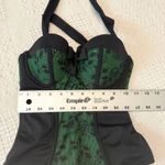 Hot Topic GOTHIC SEXY GREEN LACE FLOWERS PANEL HALTER SWIMSUIT BATHING SUIT STEAMPUNK M Photo 2