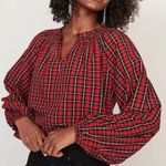 Old Navy NWT tartan plaid peasant top Large Tall Photo 0