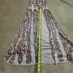 A'Gaci Gold Sequin High Slit Fitted Gown SZ L 8/10 Formal Gala Prom Stretchy Photo 6