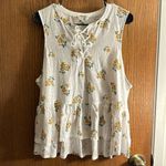 Lucky Brand  Floral Relaxed Sleeveless Tie Top White Floral Large EUC #1051-OAK Photo 1
