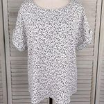 MELLODAY  Folded Sleeve Blouse Black/White Pattern-Large Photo 0