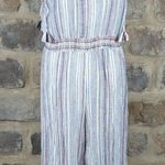 Storia Romper Woman's Medium Tassel Tie Summer Beach Party Striped Bow Crinkle Photo 0