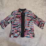 Ming Wang Small Pink Black Artistic Cardigan Jacket Sweater Zip Up Wearable Art Photo 13