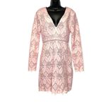 Stylestalker Elora Light Pink Lace Long Sleeve Open Back Mini Dress Size M Photo 2