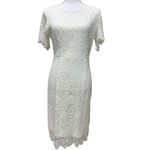 MSLG Elegant Round Neck Short Sleeves Floral Lace Party Dress Sz M Wedding Look White Size M Photo 1