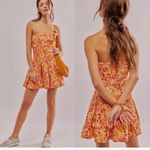 Free People NWOT Made Me Smile Printed Mini Dress Citrus Combo Photo 1