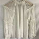 DO+BE Ruffle Long Sleeve High Neck Flow Blouse Size Small Photo 0