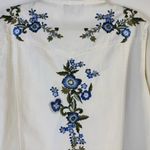 Lola P Embroidered White Cotton Boho Western Floral Button Front Top Size Large Photo 6